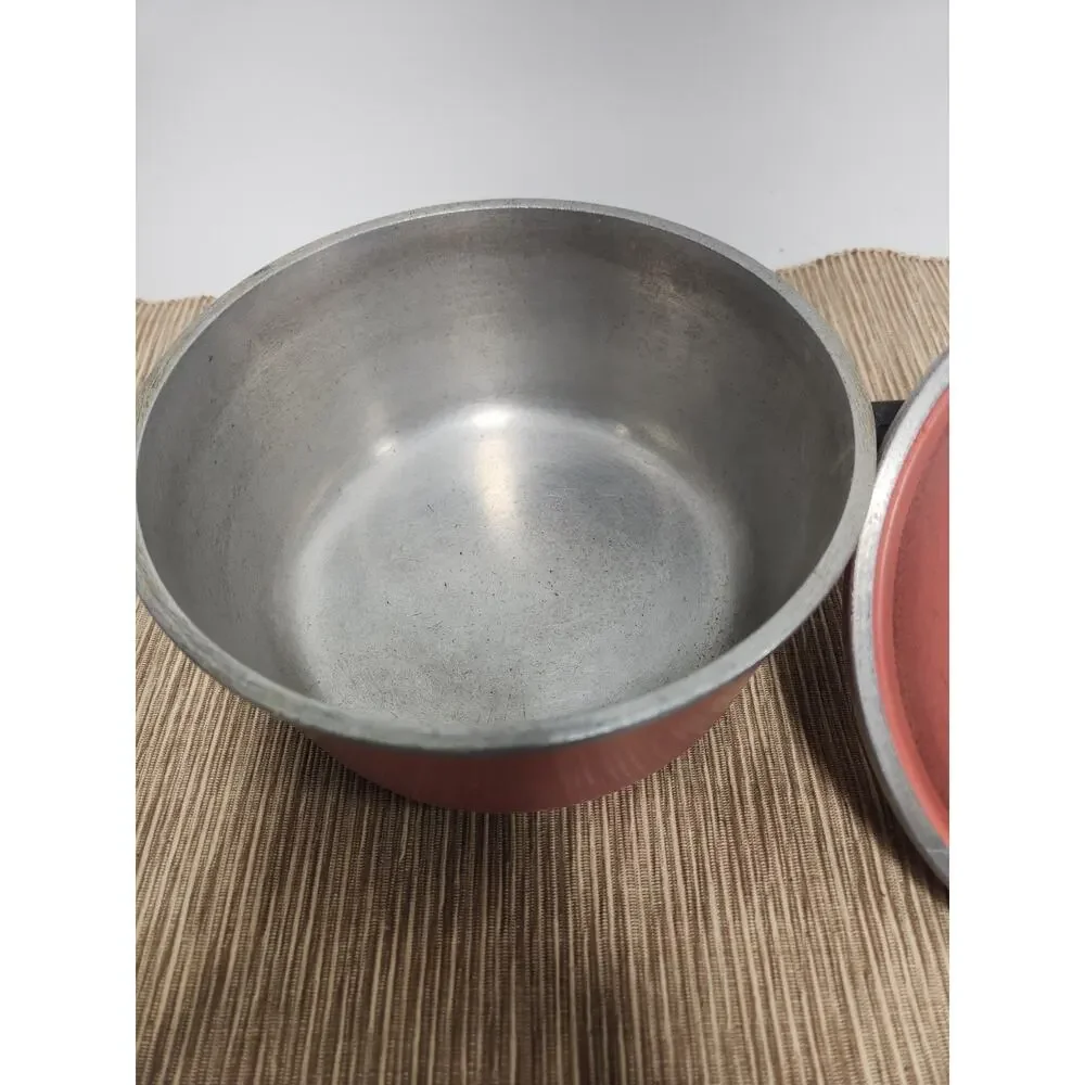 Vintage Club Aluminum 1 Qt Saucepan with Lid Salmon Pink Coral MCM Cookware USA